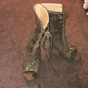 Fashion nova lace up suede heels size 8.5